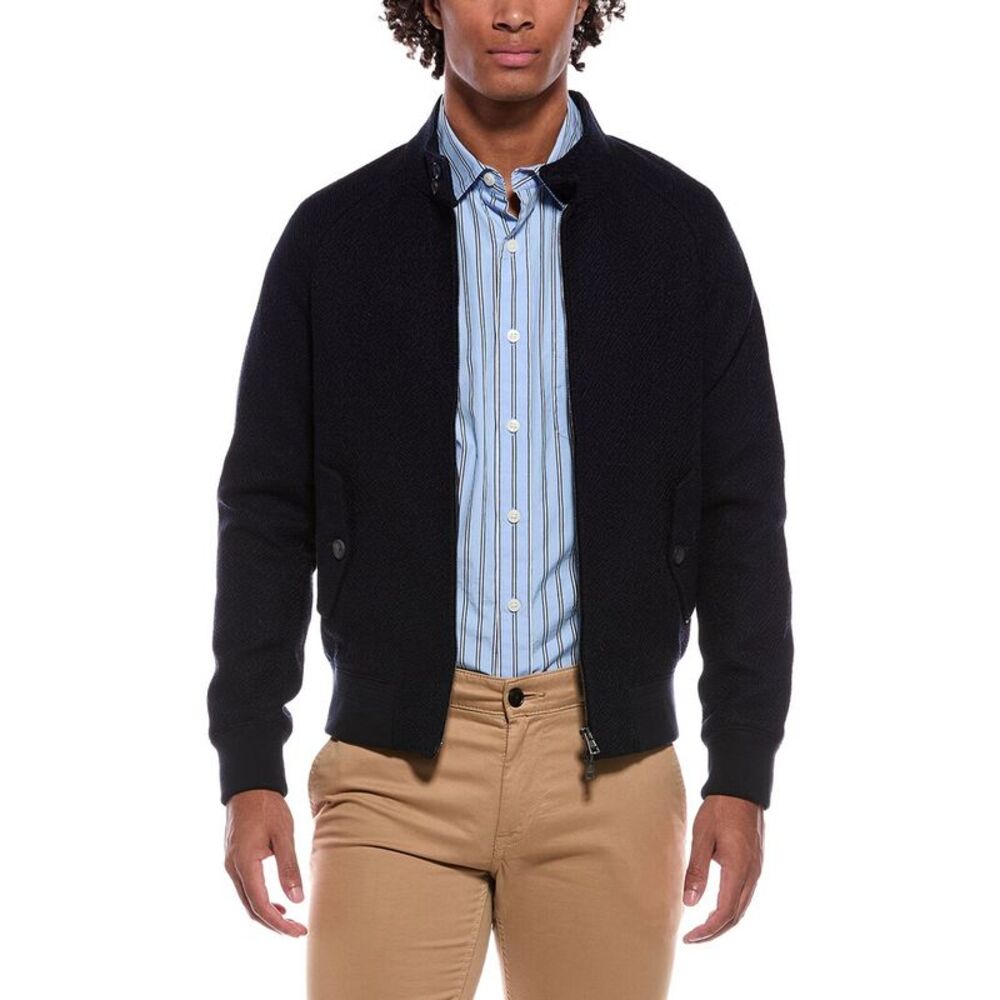 Slowear Mens Bomber Knit Jacket, Blue